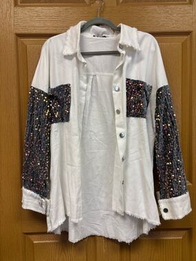 Lightweight Button Up Top with Sequins